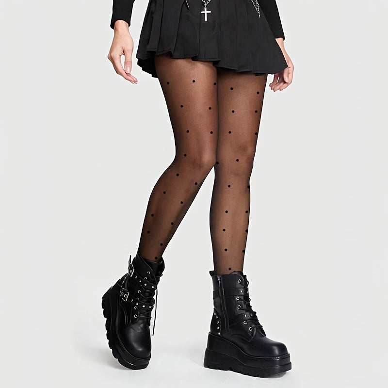 3er-Set Transparente Strumpfhosen – Herz & Geometrisches Muster