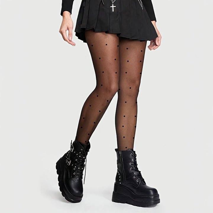 3er-Set Transparente Strumpfhosen – Herz & Geometrisches Muster