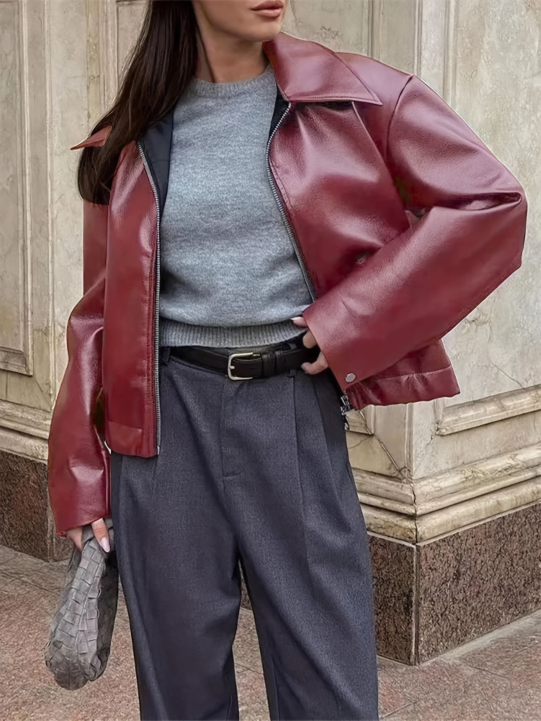 Stylish Casual Retro Motorcycle Women's PU Jacket