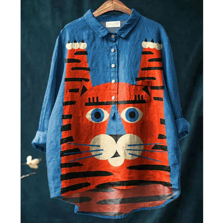 Binky Künstlerisches T-Shirt mit Katzenmotiv