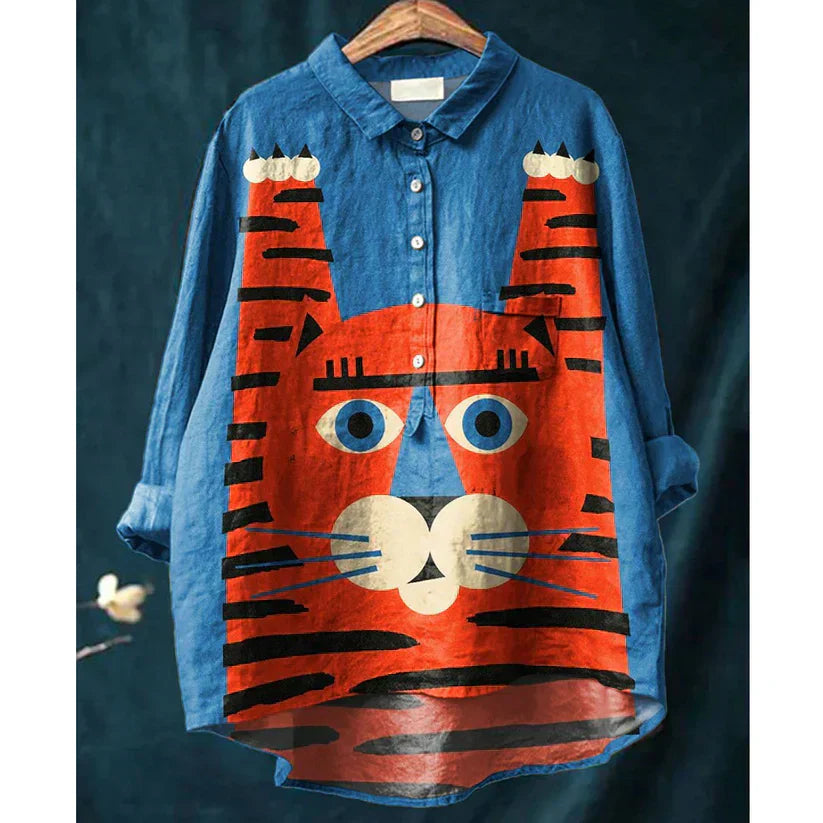 Binky Künstlerisches T-Shirt mit Katzenmotiv