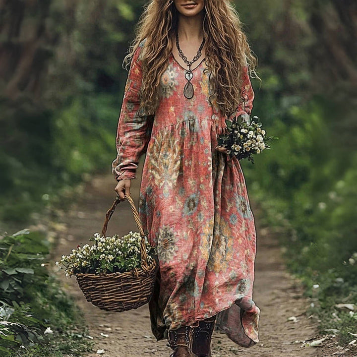 Joni – Vintage-inspiriertes Damenkleid mit Ethno-Print