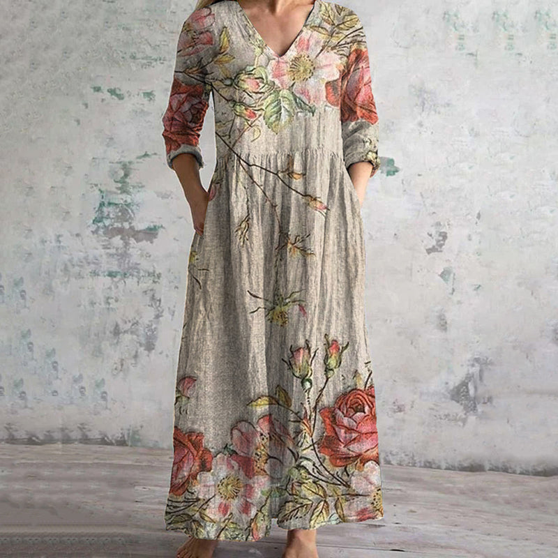 Xiana – Feminines Vintage-Kleid mit romantischem Blumenmuster