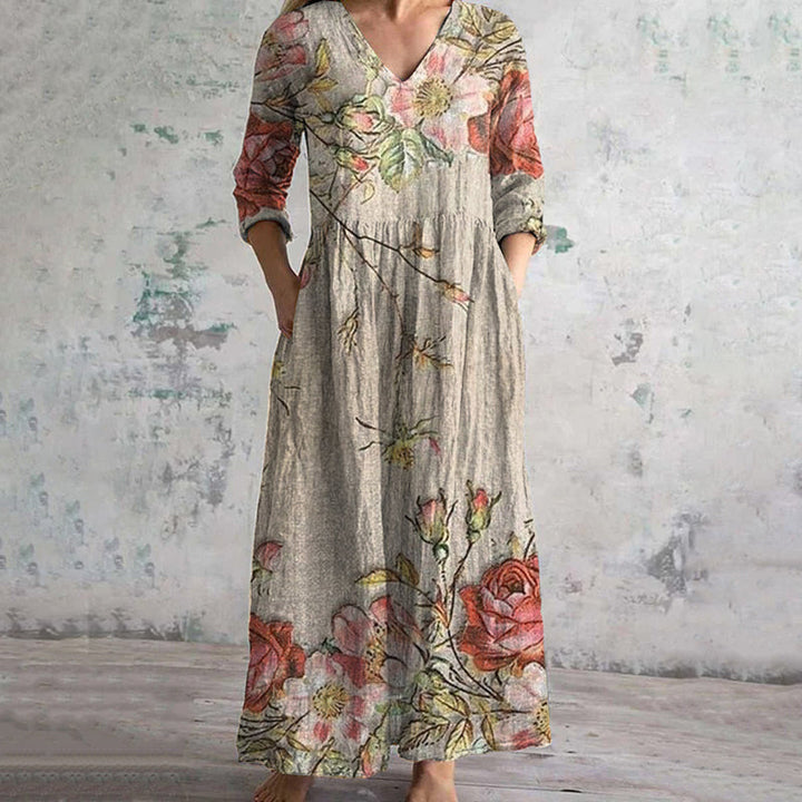 Xiana – Feminines Vintage-Kleid mit romantischem Blumenmuster