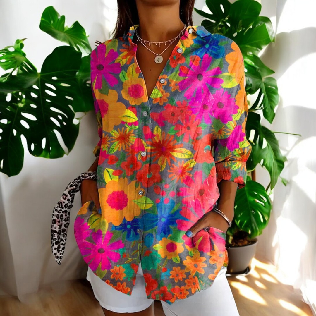 Carla Vintage-Bluse mit Blumendruck – Für zeitlose Eleganz und sommerlichen Charme
