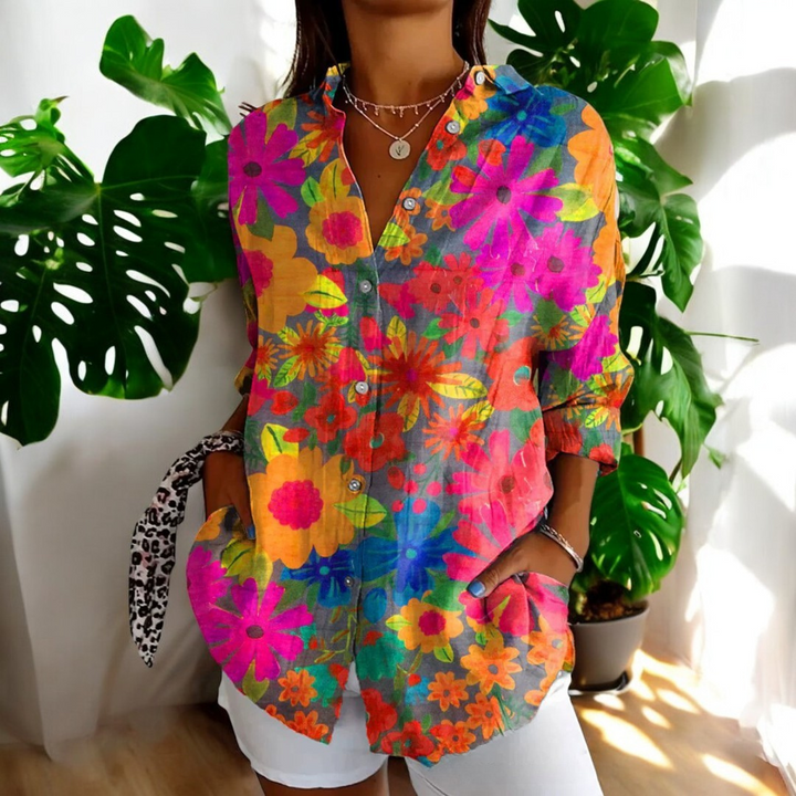 Carla Vintage-Bluse mit Blumendruck – Für zeitlose Eleganz und sommerlichen Charme