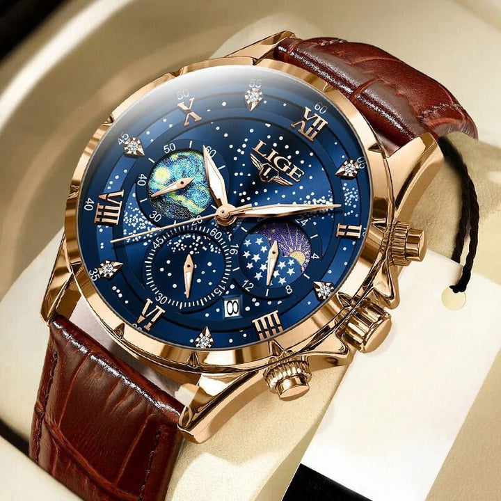 Elegante Mondphasenuhr für Herren – Klassisches Design & edle Mondphasenanzeige