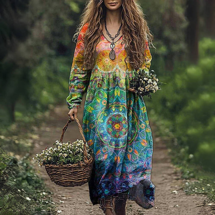Polly – Luftiges Vintage-Kleid mit Ethno-Muster und femininer Passform