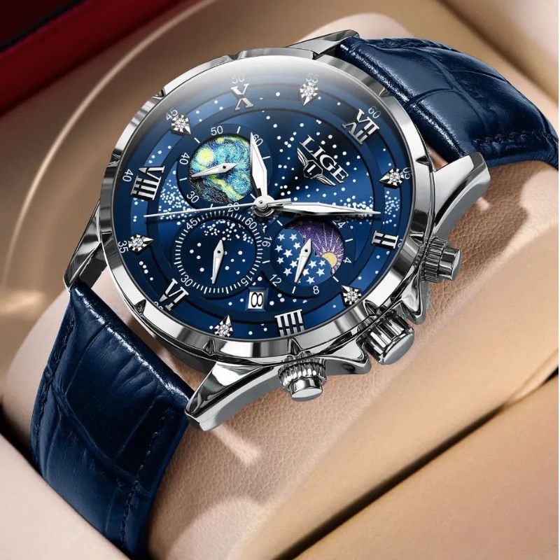 Elegante Mondphasenuhr für Herren – Klassisches Design & edle Mondphasenanzeige