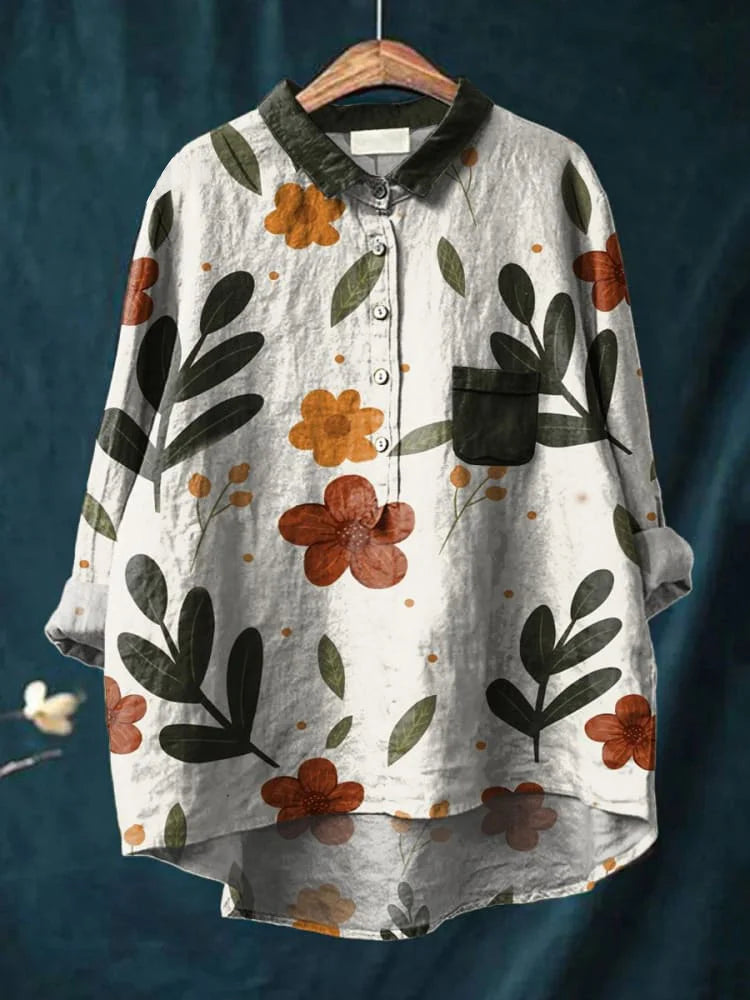 Koda Künstlerisches T-Shirt mit Pflanzenmotiv