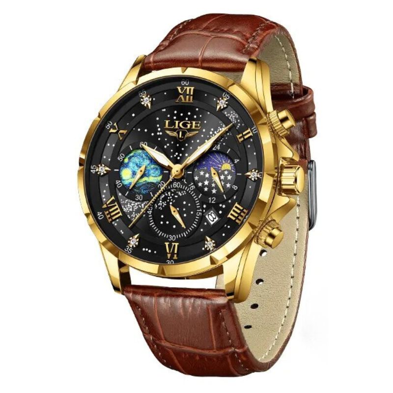 Elegante Mondphasenuhr für Herren – Klassisches Design & edle Mondphasenanzeige