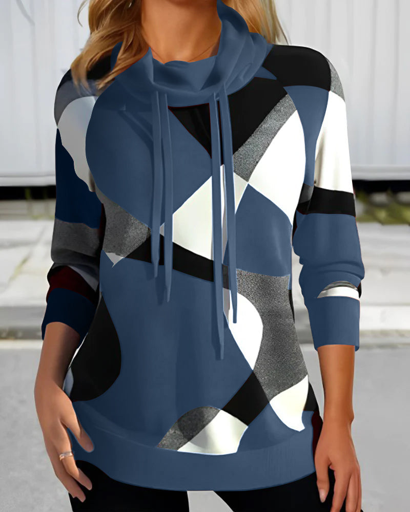 Kiana | Stilvoller Pullover mit geometrischem Druck und Schalkragen