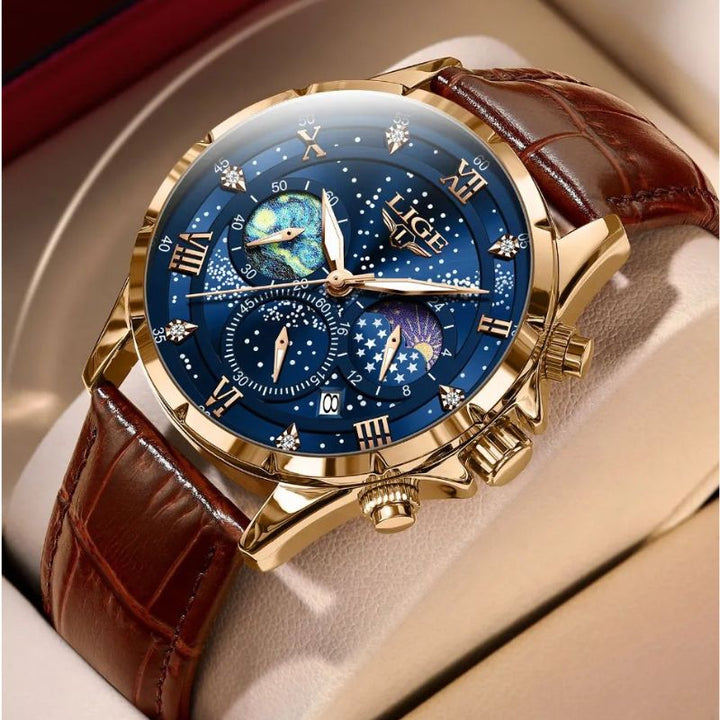 Elegante Mondphasenuhr für Herren – Klassisches Design & edle Mondphasenanzeige