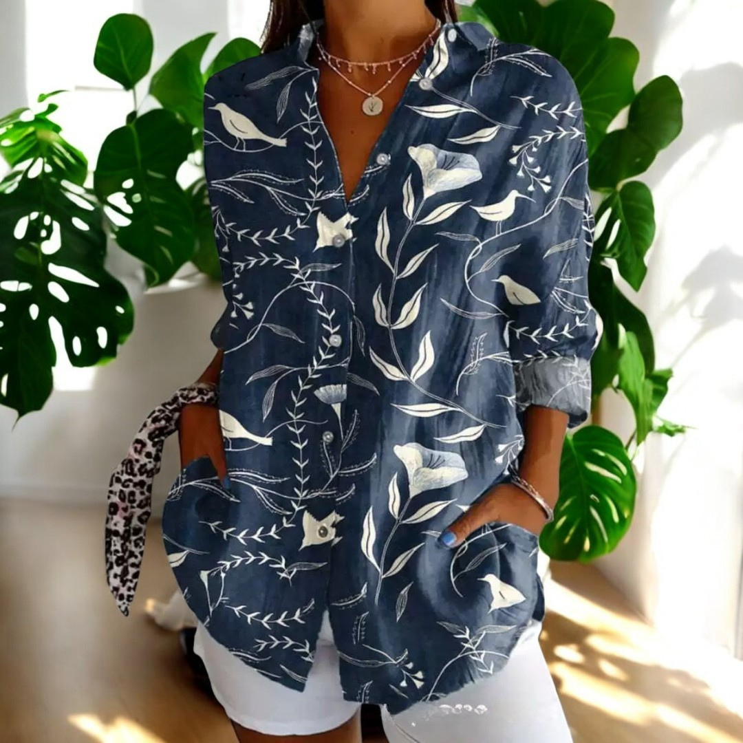 Carla Vintage-Bluse mit Blumendruck – Für zeitlose Eleganz und sommerlichen Charme