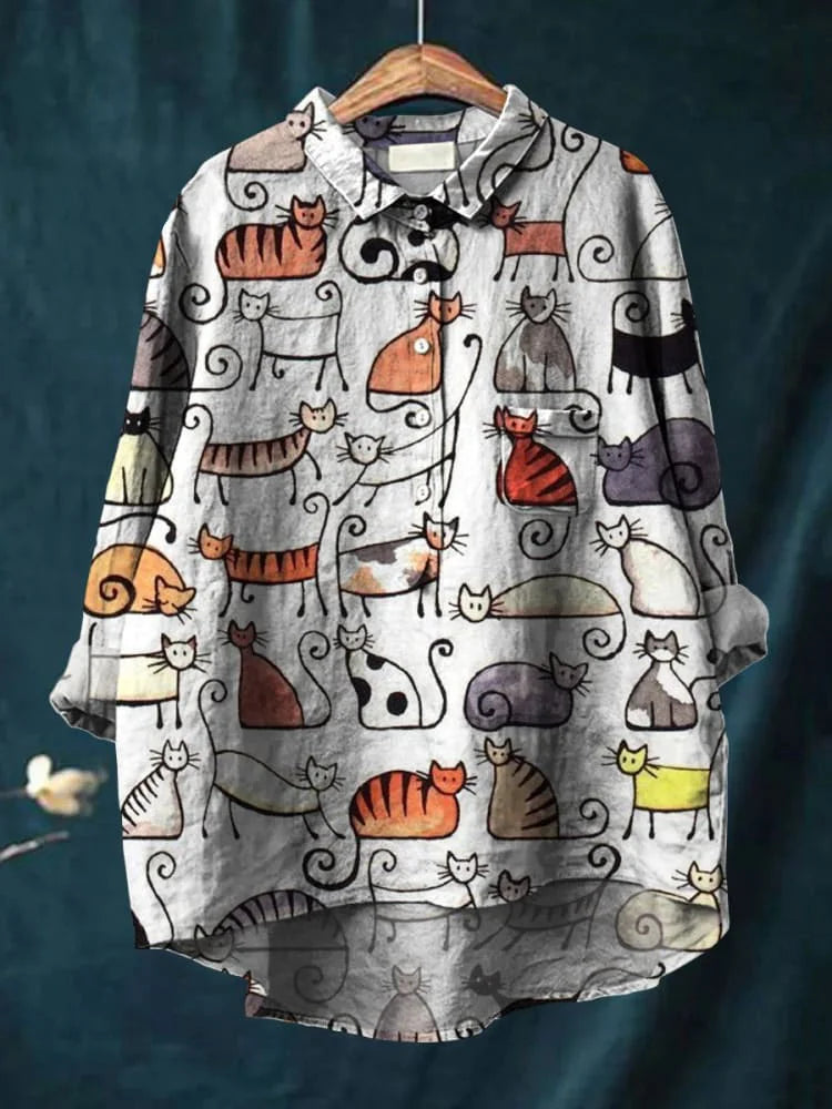 Thalia Künstlerisches T-Shirt mit Katzen-Print