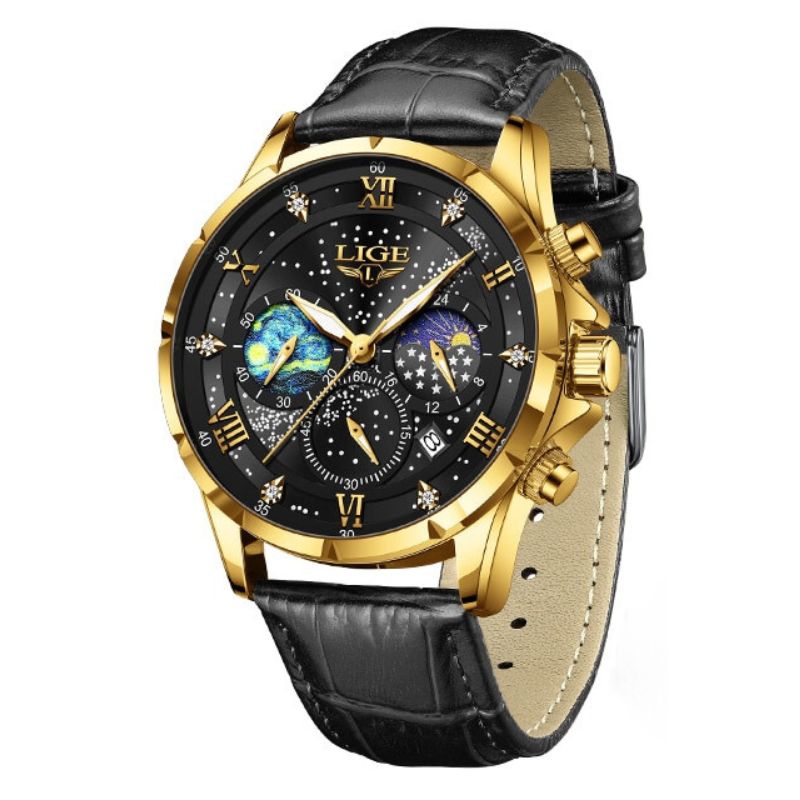 Elegante Mondphasenuhr für Herren – Klassisches Design & edle Mondphasenanzeige