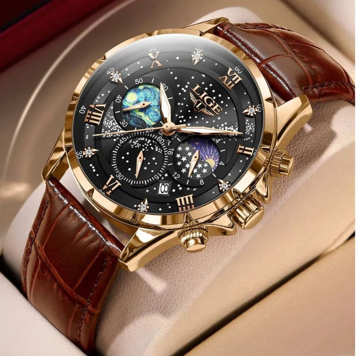 Elegante Mondphasenuhr für Herren – Klassisches Design & edle Mondphasenanzeige