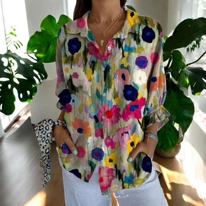 Carla Vintage-Bluse mit Blumendruck – Für zeitlose Eleganz und sommerlichen Charme
