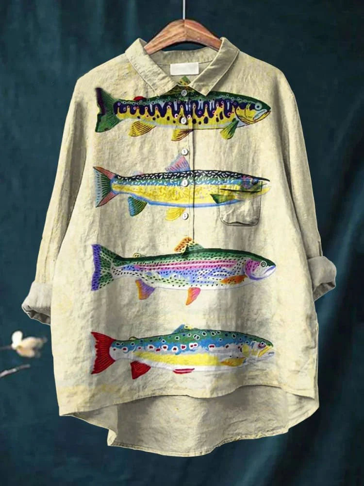Darcy Künstlerisches Shirt mit Fisch-Print