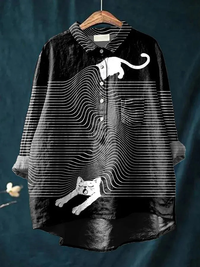 Coco Künstlerisches T-Shirt mit Katzen-Print