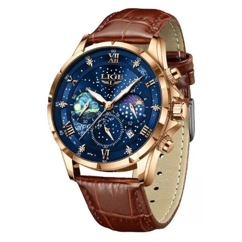 Elegante Mondphasenuhr für Herren – Klassisches Design & edle Mondphasenanzeige