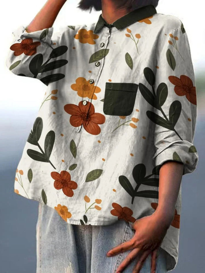Koda Künstlerisches T-Shirt mit Pflanzenmotiv