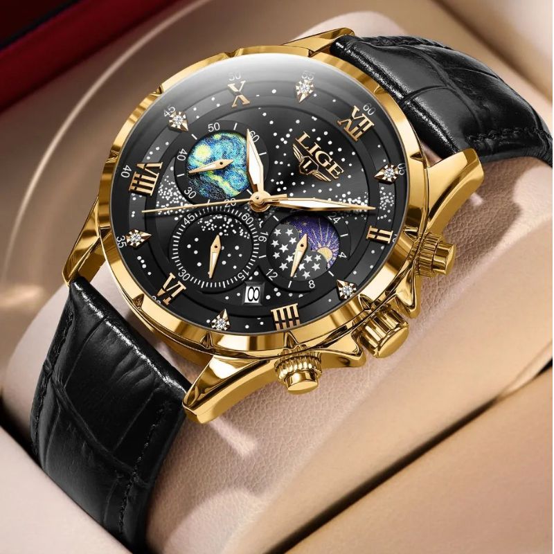 Elegante Mondphasenuhr für Herren – Klassisches Design & edle Mondphasenanzeige