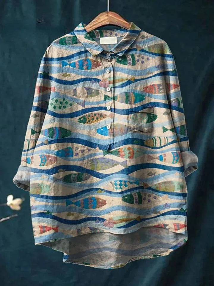 Darcy Künstlerisches Shirt mit Fisch-Print