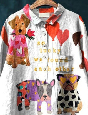 Lola Kreatives T-Shirt mit Hunde-Kunstmotiv