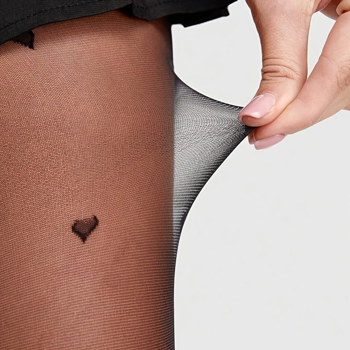 3er-Set Transparente Strumpfhosen – Herz & Geometrisches Muster