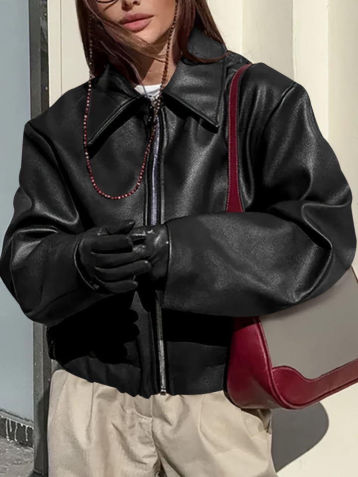 Stylish Casual Retro Motorcycle Women's PU Jacket