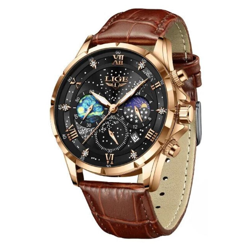 Elegante Mondphasenuhr für Herren – Klassisches Design & edle Mondphasenanzeige
