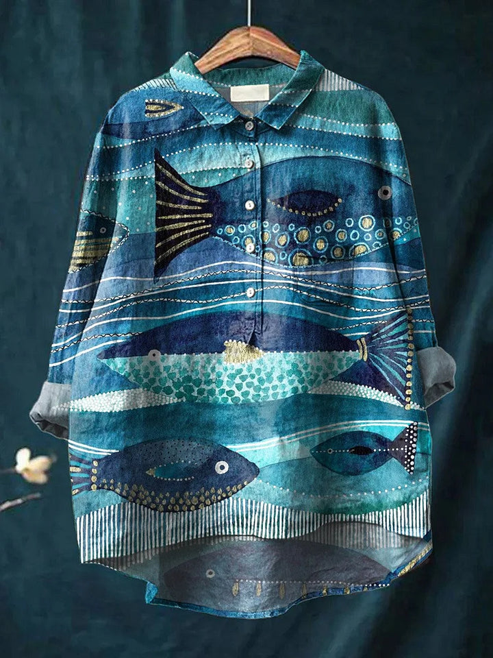 Quinn Künstlerisches T-Shirt mit Ozean-Print