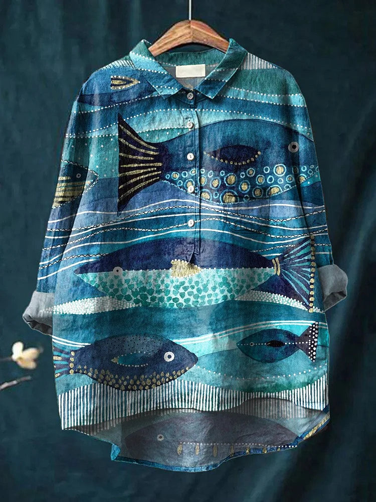 Quinn Künstlerisches T-Shirt mit Ozean-Print