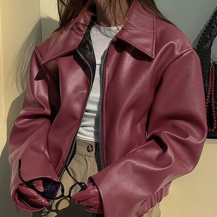 Stylish Casual Retro Motorcycle Women's PU Jacket
