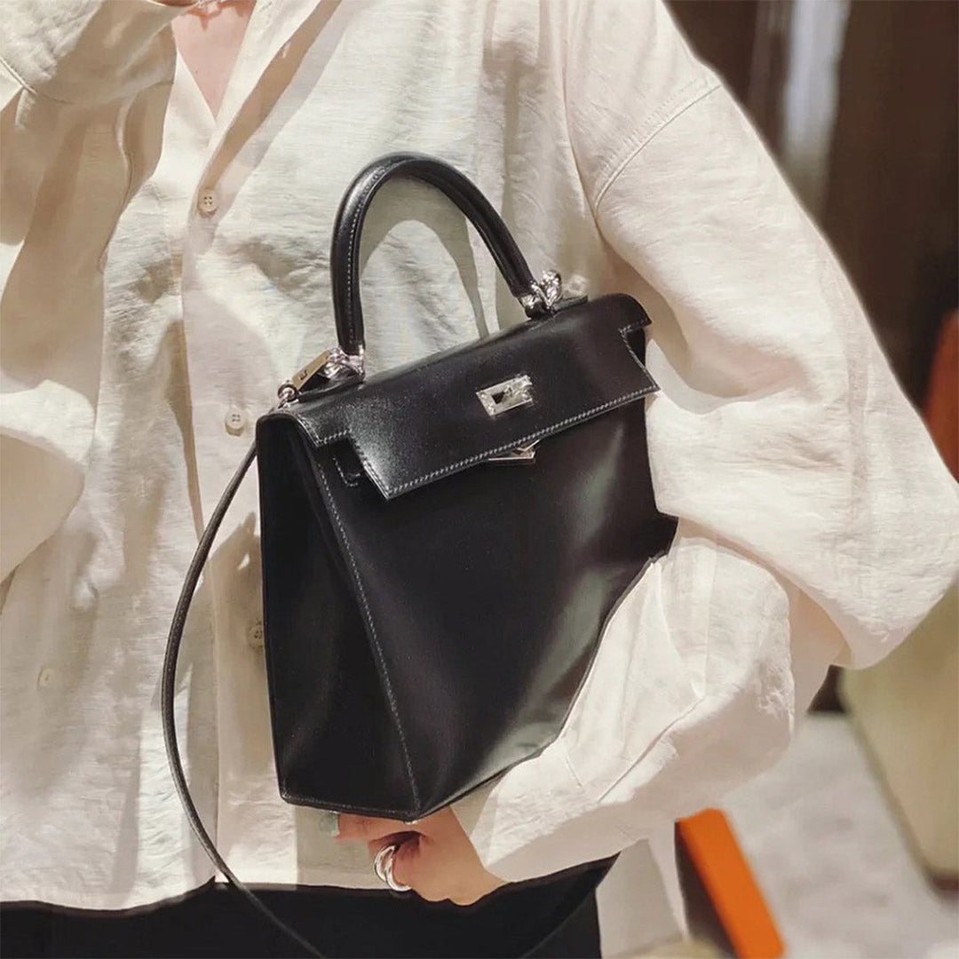 Mini Sellier Kelli Tasche aus Boxleder mit schmalem Schulterriemen