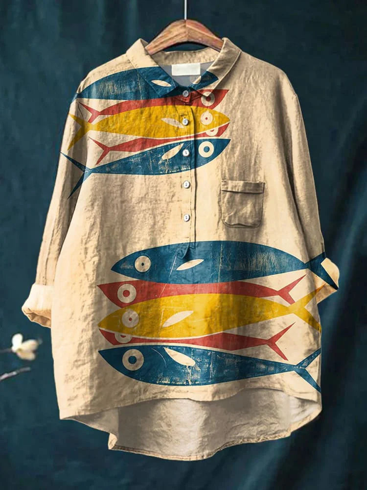 Darcy Künstlerisches Shirt mit Fisch-Print