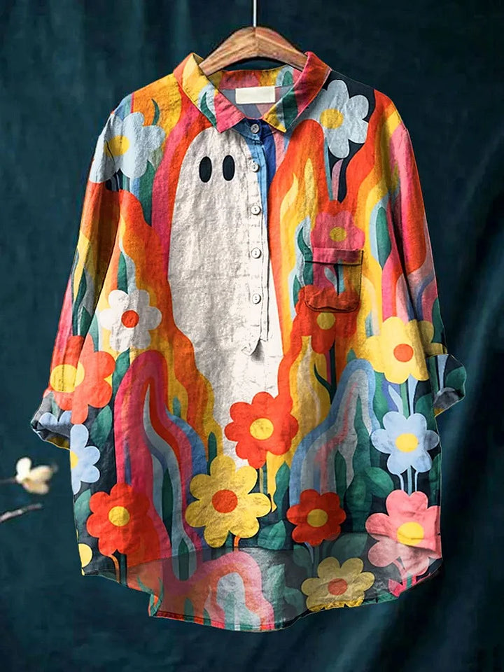 Spooky Künstlerisches T-Shirt mit Pflanzenmotiv