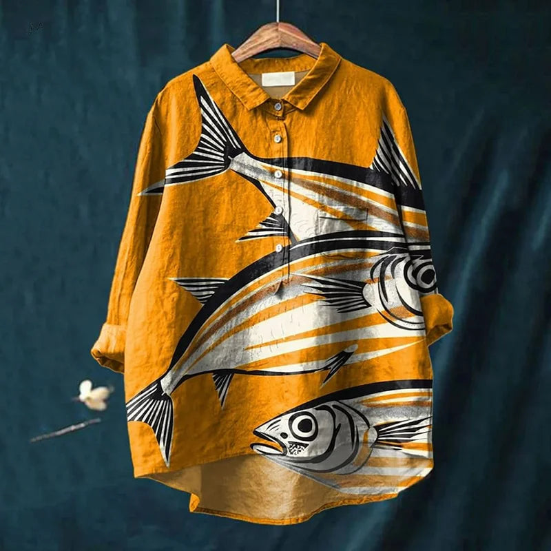 Darcy Künstlerisches Shirt mit Fisch-Print