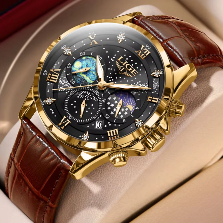 Elegante Mondphasenuhr für Herren – Klassisches Design & edle Mondphasenanzeige