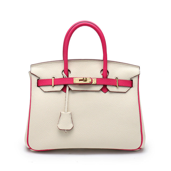 Birk-Handtasche aus Narbenleder mit goldenen Beschlägen