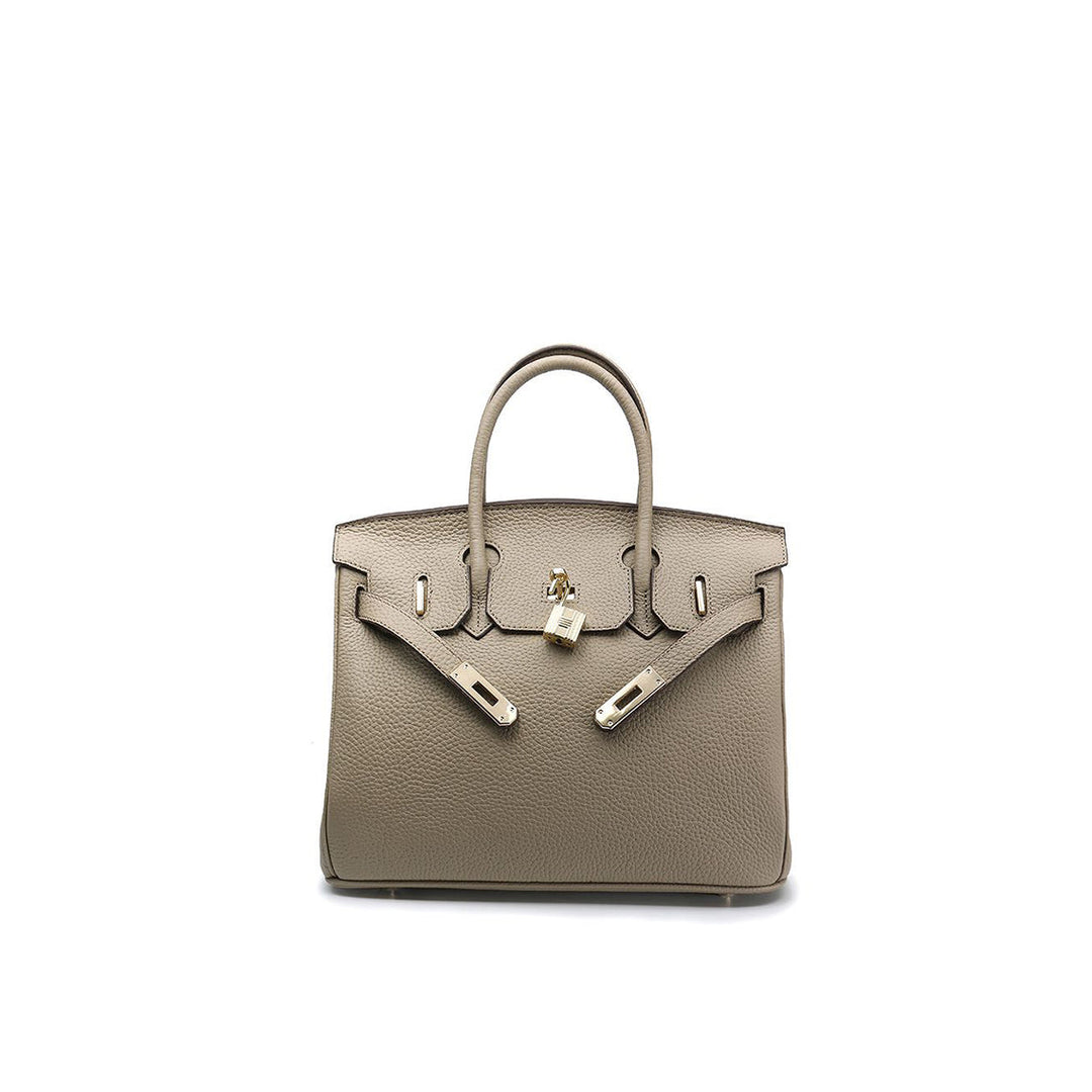 Birk-Handtasche aus Narbenleder mit goldenen Beschlägen