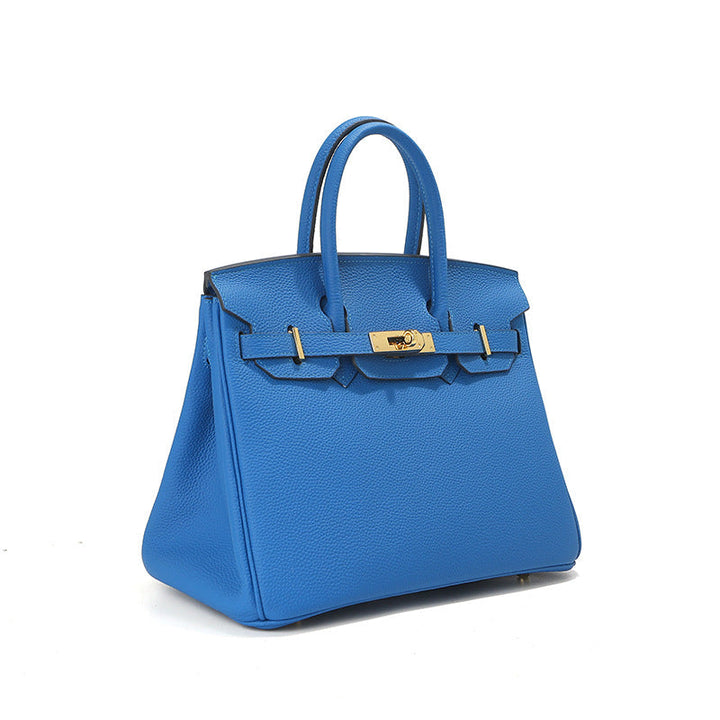 Birk-Handtasche aus Narbenleder mit goldenen Beschlägen