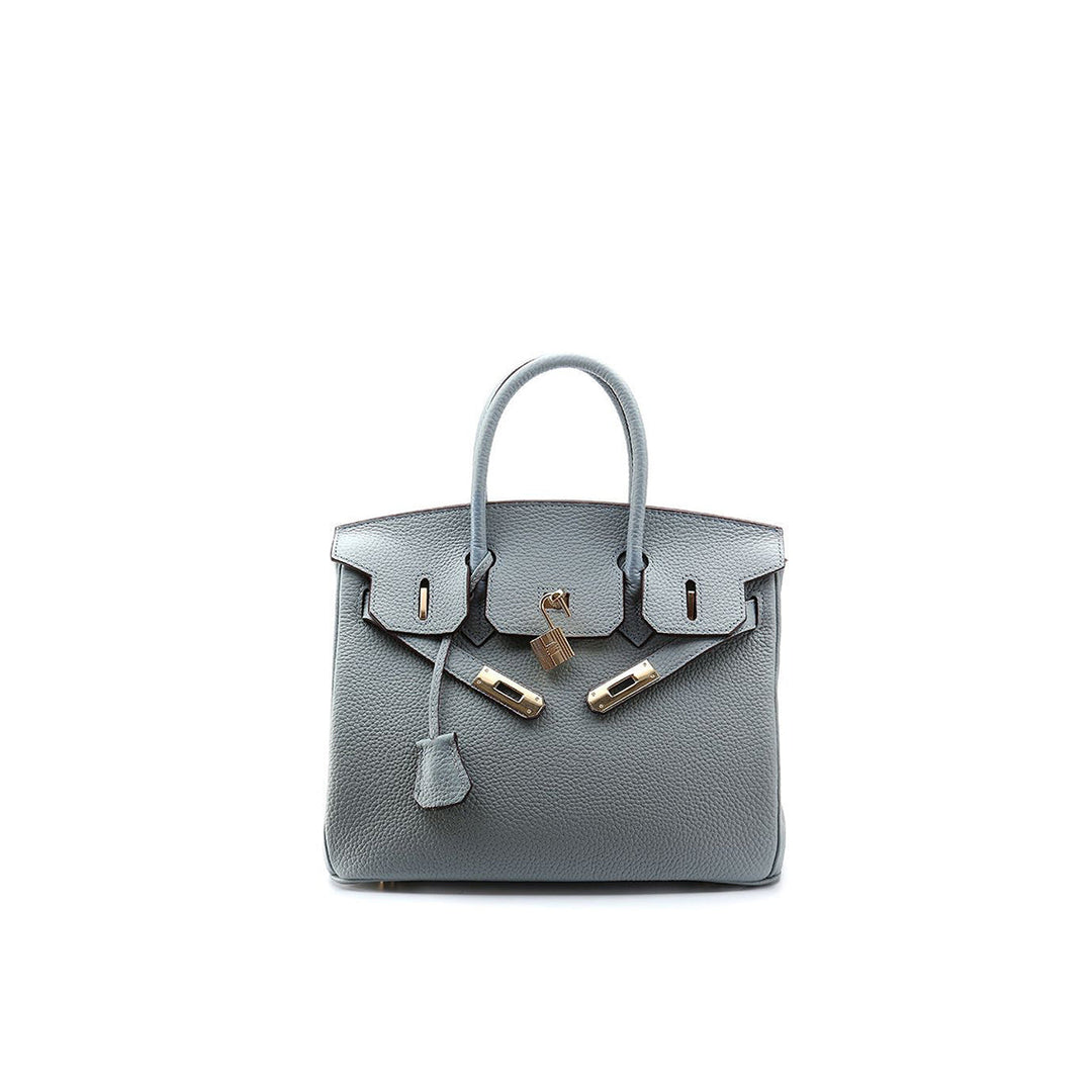 Birk-Handtasche aus Narbenleder mit goldenen Beschlägen