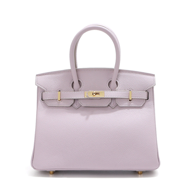 Birk-Handtasche aus Narbenleder mit goldenen Beschlägen