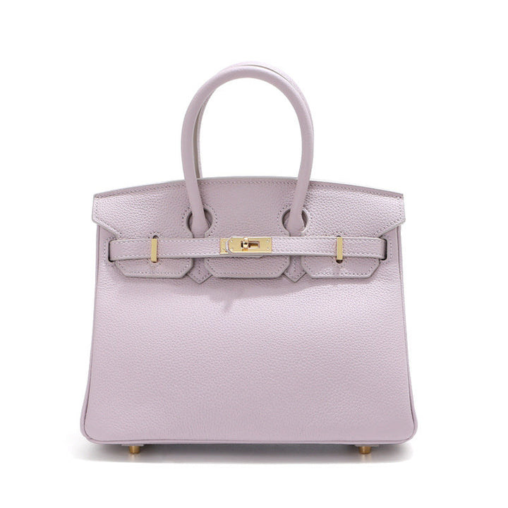Birk-Handtasche aus Narbenleder mit goldenen Beschlägen