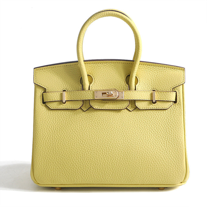 Birk-Handtasche aus Narbenleder mit goldenen Beschlägen