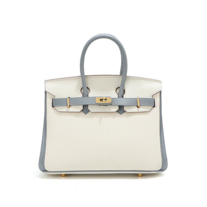 Birk-Handtasche aus Togo-Narbenleder mit goldenen Beschlägen und Drehverschluss