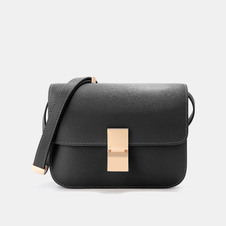 Tofu Box-Tasche aus Leder mit Metallschnalle und goldenen Beschlägen