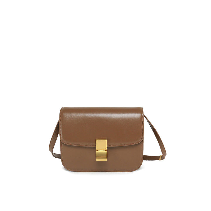 Tofu Box-Tasche aus Leder mit Metallschnalle und goldenen Beschlägen